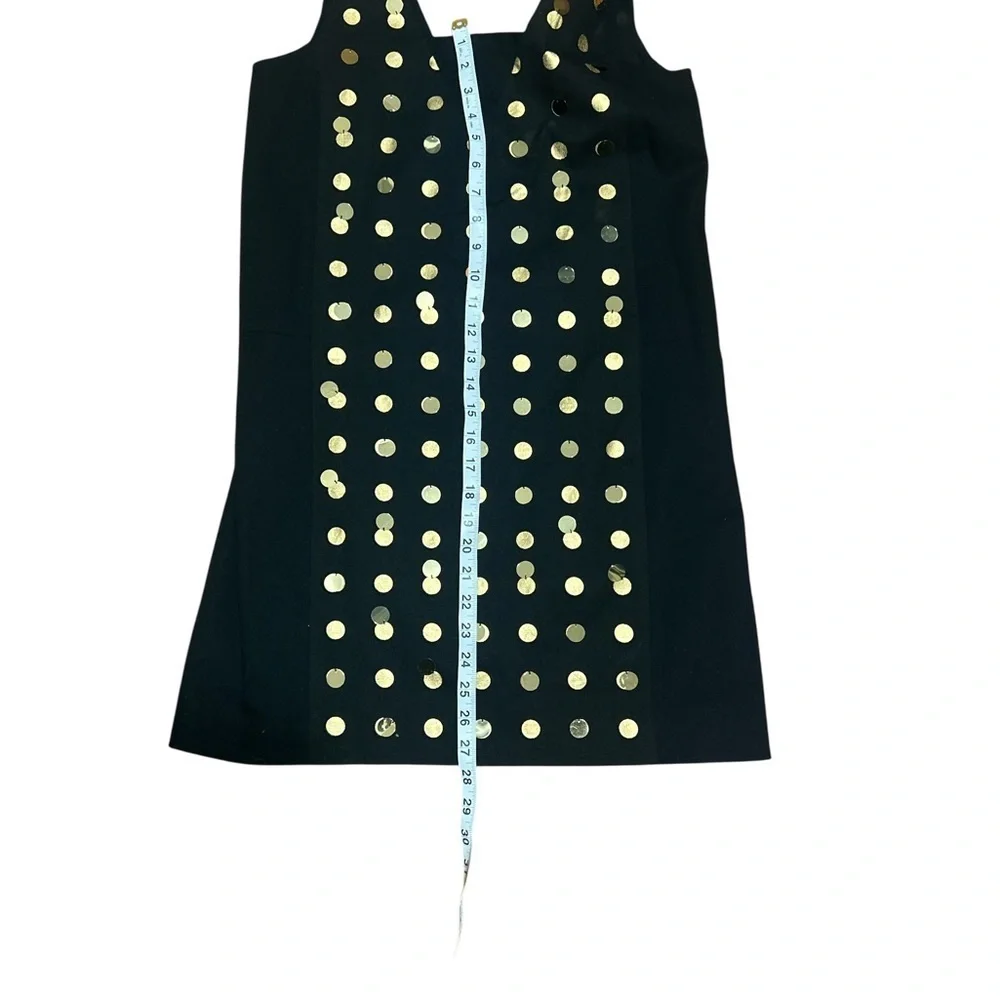 Kate Spade Saturday Gold Polka Dot Shift Dress Size 4 Black Sleeveless Party